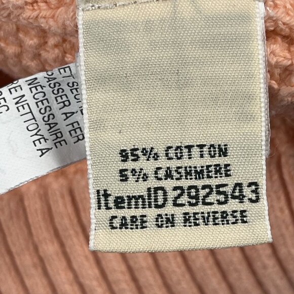 L.L. Bean Textured Woven Peach Cashmere Blend Cardigan Sweater Sz Large - Picture 4 of 4